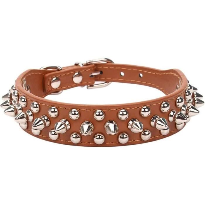 Collier Pour Chien En Cuir Clouté À Pointes, Collier Pour Chien Bullet