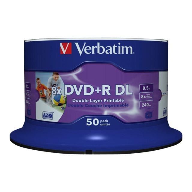 Lot de 50 DVDR 8x Verbatim - Double couche - Imprimable Import Royaume Uni