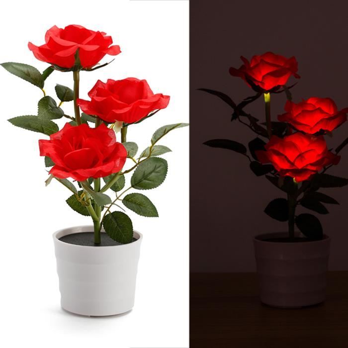 vgeby lampe solaire led rosier pot lumineux décoratif simulation fleurs