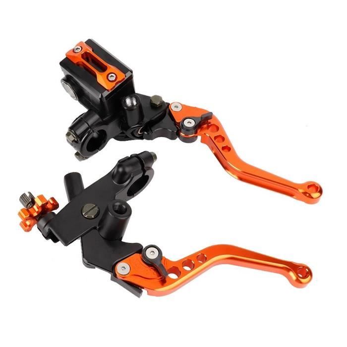Paire De Leviers Frein/embrayage Moto Universels 7/8" (22mm) - Aluminium CNC Anodisé Bleu - Avec Réservoir Liquide