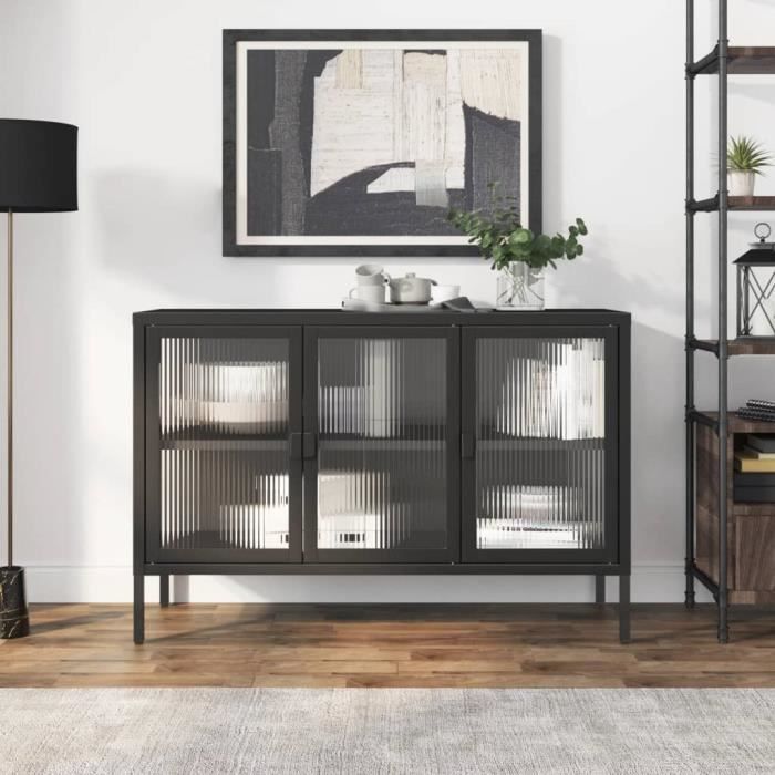 vidaXL Buffet noir 105x35x70 cm verre et acier 353002