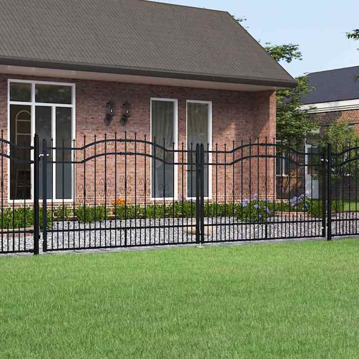 Vidaxl Portail sommet de lance acier 406 x 173 cm