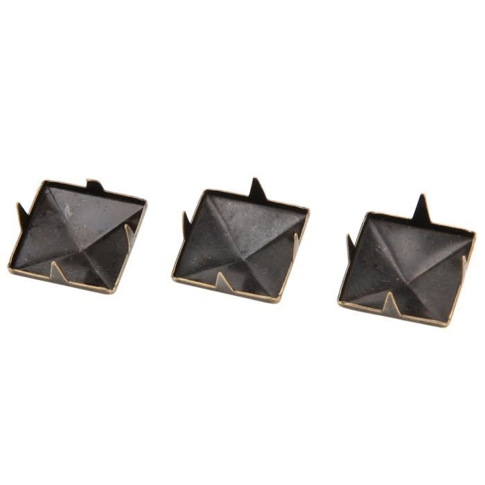 100pcs Square Pyramid Spike Studs - 10mm-15mm Punk Rivets For Leathercraft & Clothing (Bronze 12mm)