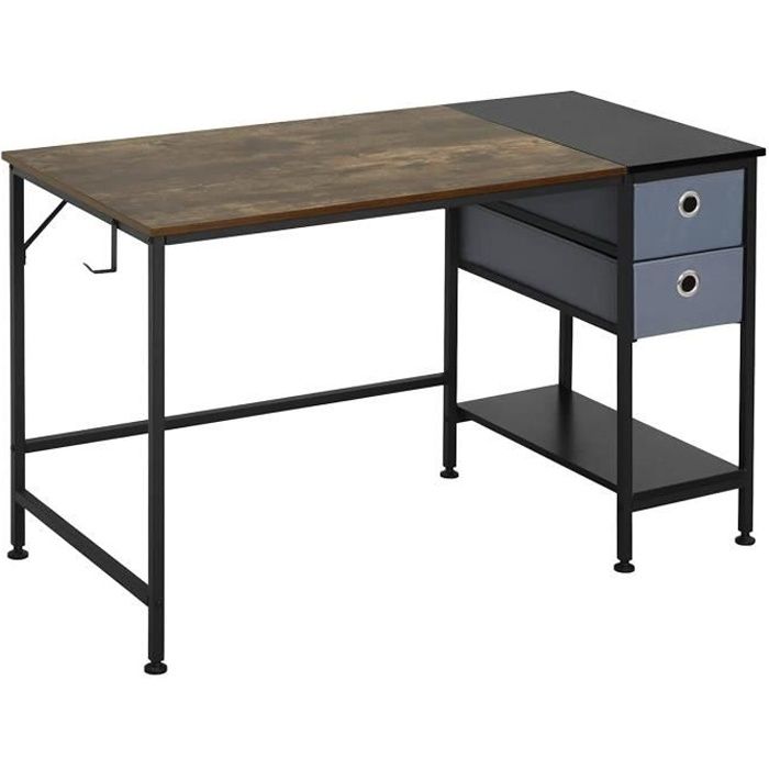 Bureau 120x50x72cm bureau avec tiroirs Armoire étagère table de PC 
