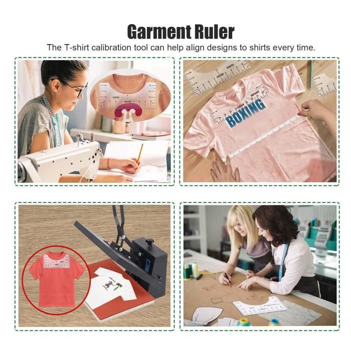 Set 8 Règles D'alignement Pour T-shirts - Guide De Positionnement Pour Sérigraphie, Presse à Chaud