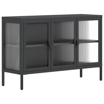 Buffet noir 40x35x105 verre et acier Buffet noir 40x35x105 verre et acier