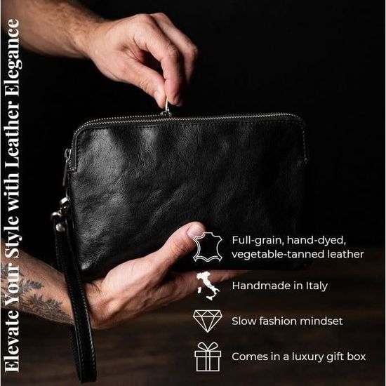 Sac De Poignet En Cuir Pour Hommes En Cuir De Vache (155D