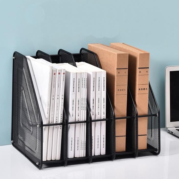 Organiseur De Bureau En Bois Range-revues Modèle Bava - Noir - Dimensions 9 X 24,5 X 29,8 Cm - 10