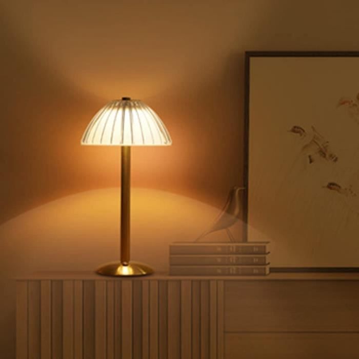 Lampe de table tactile de chevet, Lampe de bureau Or Thinker Lumière Sans  fil Rechargeable Portable Lampe de table de chevet décorative avec charge