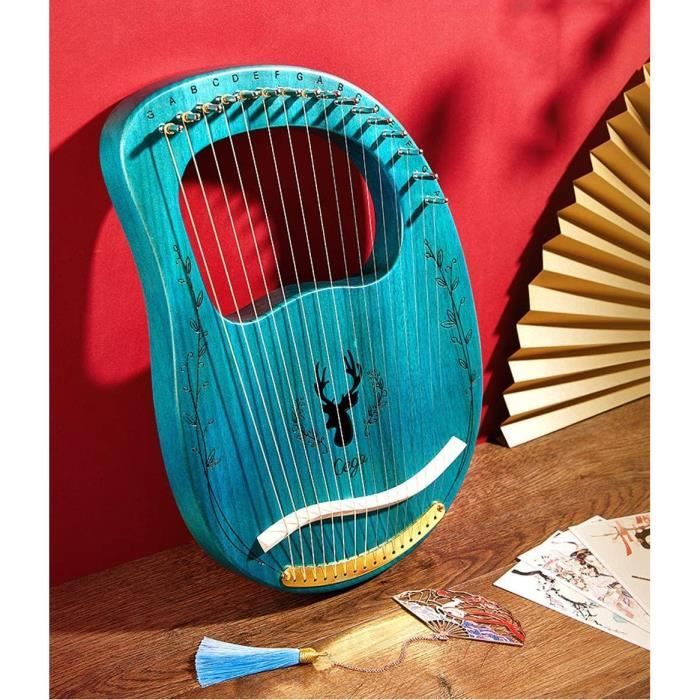 Lyre Harpe 16 Cordes En Bois D'acajou Avec Sac De Transport
