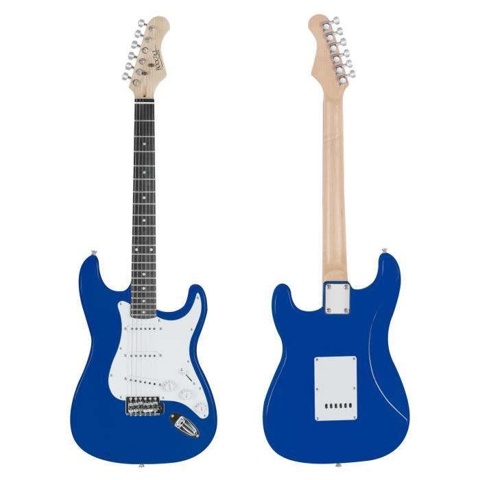 RockJam Superkit de guitare électrique pleine grandeur RJ20WAR2 avec amplificateur, cordes, accordeur, sangle, étui et câble, noir