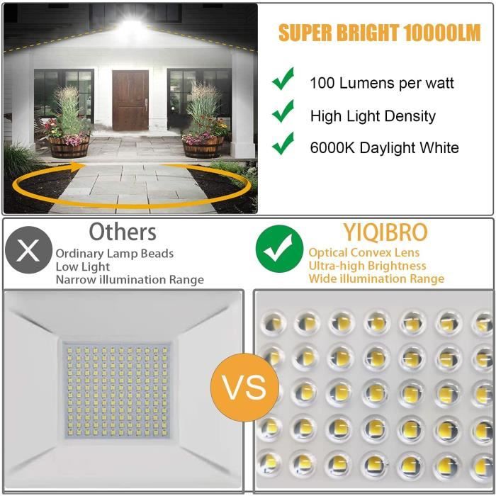 YIQIBRO PROJECTEUR EXTERIEUR LED 100W, IP67 Etanche Projecteur LED Extérieur,  10 EUR 59,99 - PicClick FR