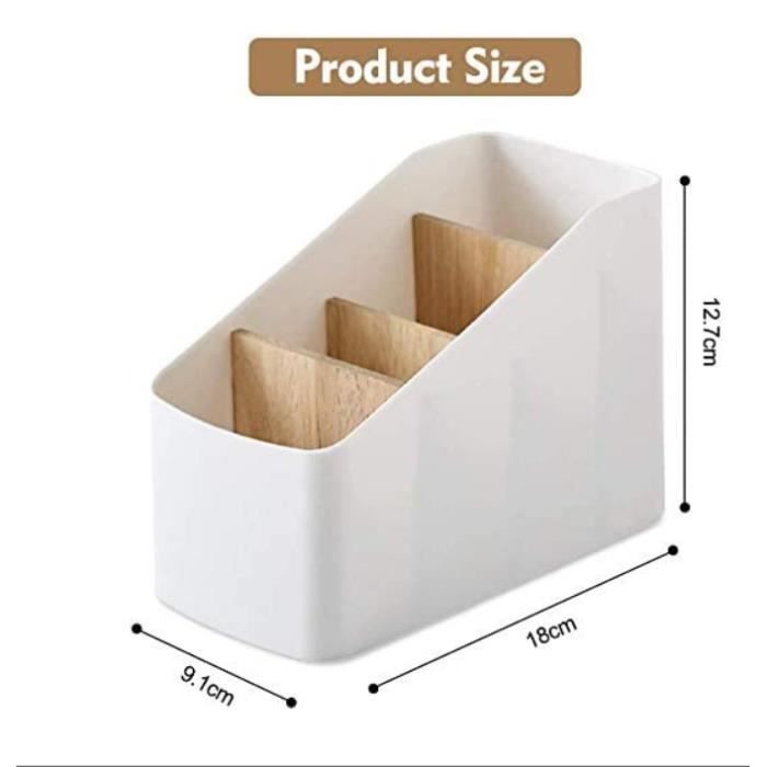 WIYETY Porte-Télécommande Blanc - Organiseur De Bureau En Cuir Synthétique Avec 5 Poches