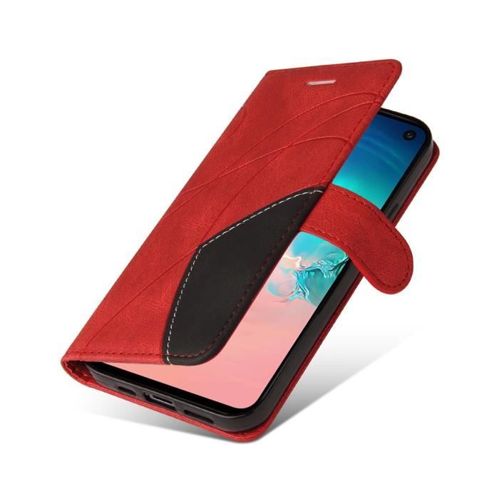 Etui Samsung Galaxy S10E Portefeuille Pochette Housse pour Samsung Galaxy S10E Protection Housse Rouge