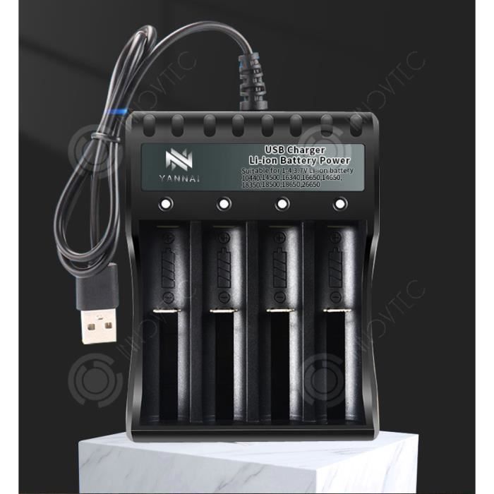 Chargeur accu premium 20700 21700 pour batterie 18650 22650, chargeur de  batterie universel 4 emplacements pour ni-ah ni-cd r[A326] - Cdiscount  Bricolage