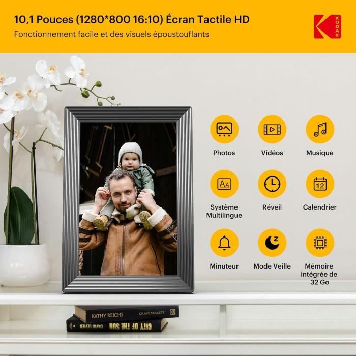 Cadre Photo Numérique KODAK 7" IPS - Lecteur Photo Vidéo Musique Calendrier Avec Télécommande