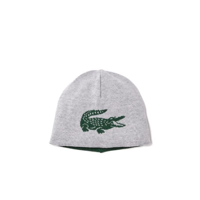 Bonnet Lacoste - Réf. RB5281-Y9K. Couleur : Gris, Vert. Détails. -  Crocodile XXL en jacquard. - Bonnet reversible. Matière : - Cdiscount  Prêt-à-Porter