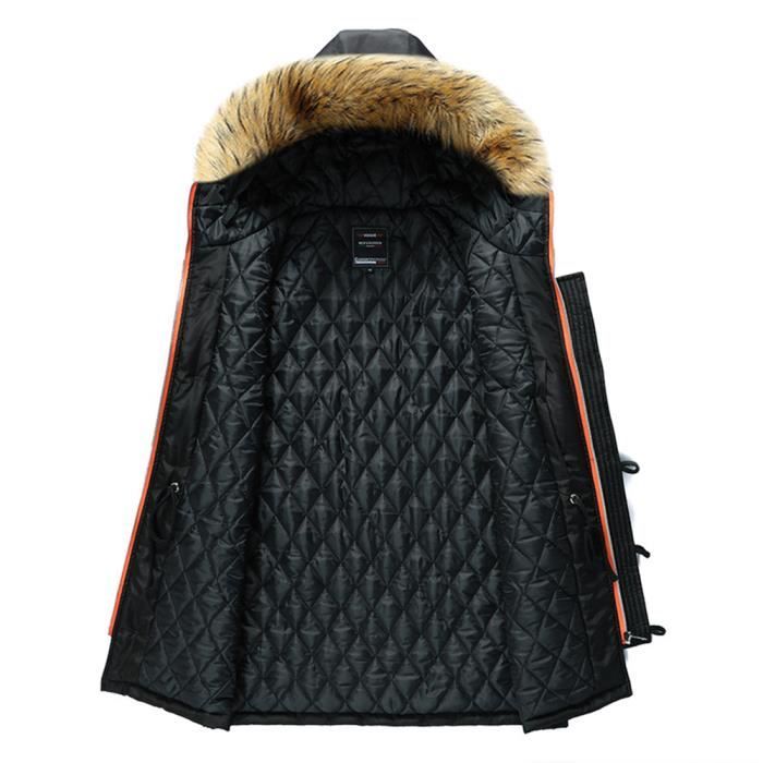 Doudoune Homme à Capuche - Parka Matelassée Noire - Veste Chaude Mi-saison Et Hiver - Coupe Ajustée, Poches Pratiques