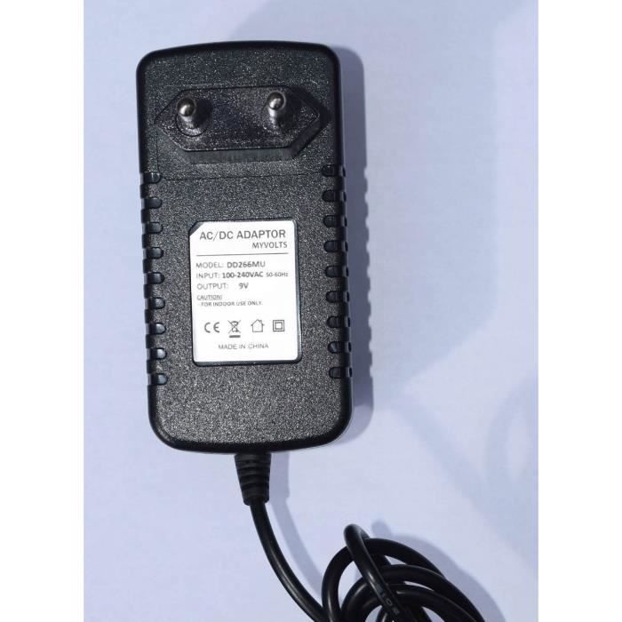 Chargeur / Alimentation 9V compatible avec Radio réveil VTech KidiMagic  (Adaptateur Secteur)