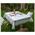 75X200CM -Nappe de table blanche brodée princesse européenne, tapis de table en dentelle, ornement de table, chemin carré de jardin-2