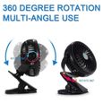 Mini Ventilateur Usb Portable Rechargeable 3 Modes Rotation de 720° pour Bébe-Enfant en Été Chaude pour Maison Bureau Voiture C05D61-2