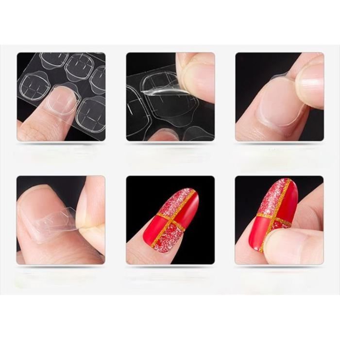 Kit De Faux Ongles Nail Art - 12 Capsules Prêtes à Poser + Colle, French Blanc Nacré, Neuf