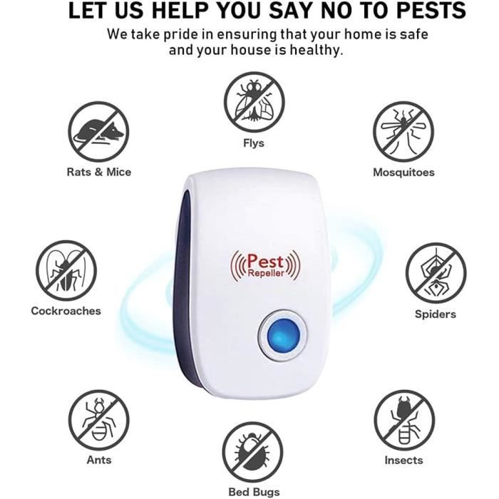 Lot 6 Répulsifs Ultrasons Anti Souris, Rats, Moustiques, Insectes – Électronique Non Toxique – Couverture 120 M²
