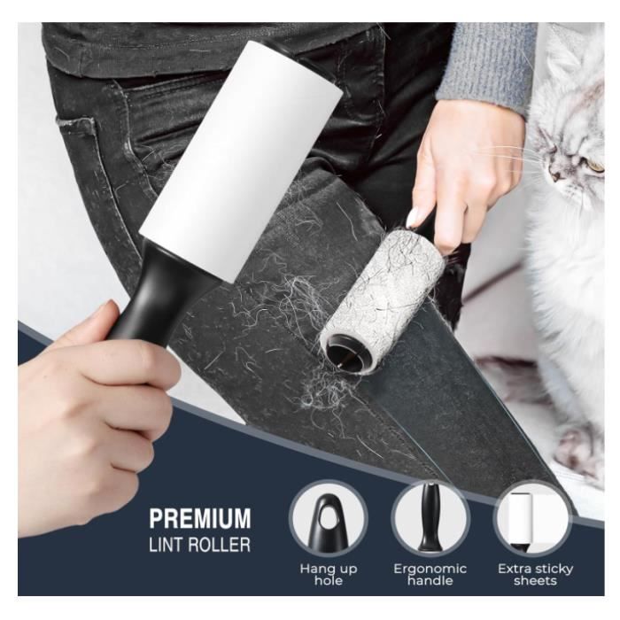 Rouleau Adhesif Vetement,Rouleau Poils Animaux,6 Rouleaux +1 Poignée