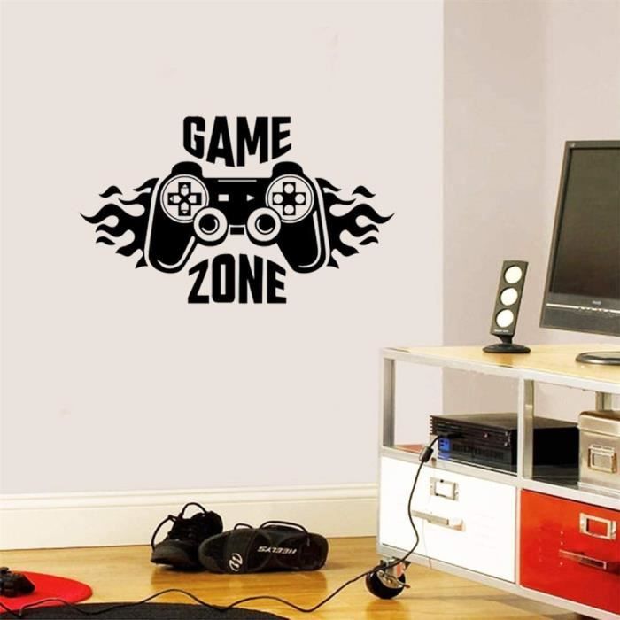 Game Zone Wall Tattoo DIY Gaming Gamer Sticker mural et Sticker mural pour  chambre d'enfant, noir