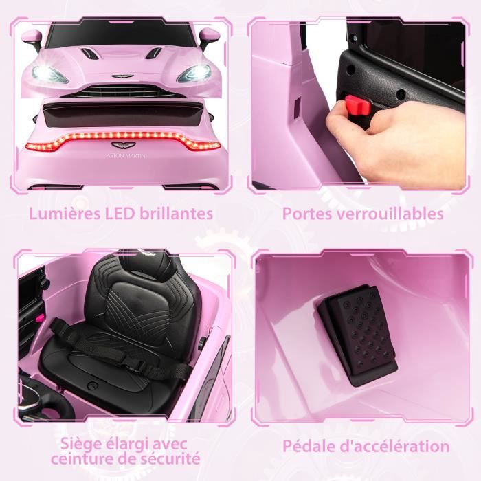 VITONIS Voiture Électrique Enfant 12V 2-en-1 Avec Pédale Et LED - Voiture Balançoire Avec Musique Pour Enfants Dès 3 Ans Rose