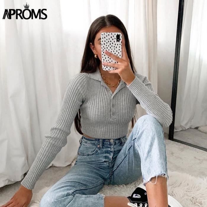 PULL Aproms pull court extensible blanc manches longues pour
