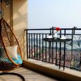 iKayaa Table suspendue pliante de balcon terrasse Patio Table à manger jardin meuble réglable en hauteur Noir-3