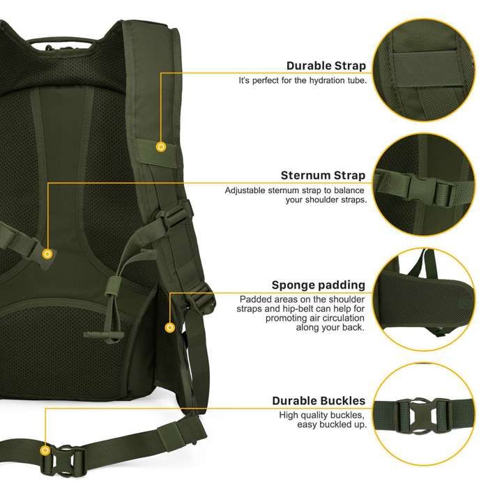 Mardingtop Sac à Dos Vélo Hydratation 25L - Sac Tactique Randonnée Camping Cyclisme, Respirant