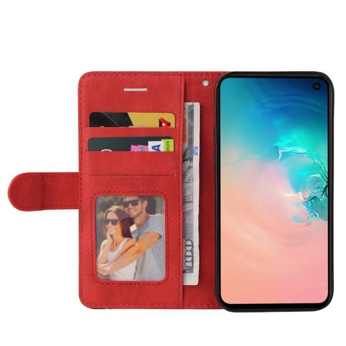 Etui Samsung Galaxy S10E Portefeuille Pochette Housse pour Samsung Galaxy S10E Protection Housse Rouge