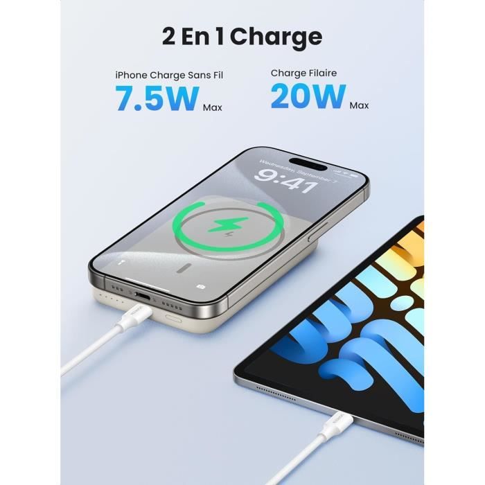 Batterie Externe Magnétique 5000mAh PD 20W - Charge Rapide Pour IPhone, Neuf
