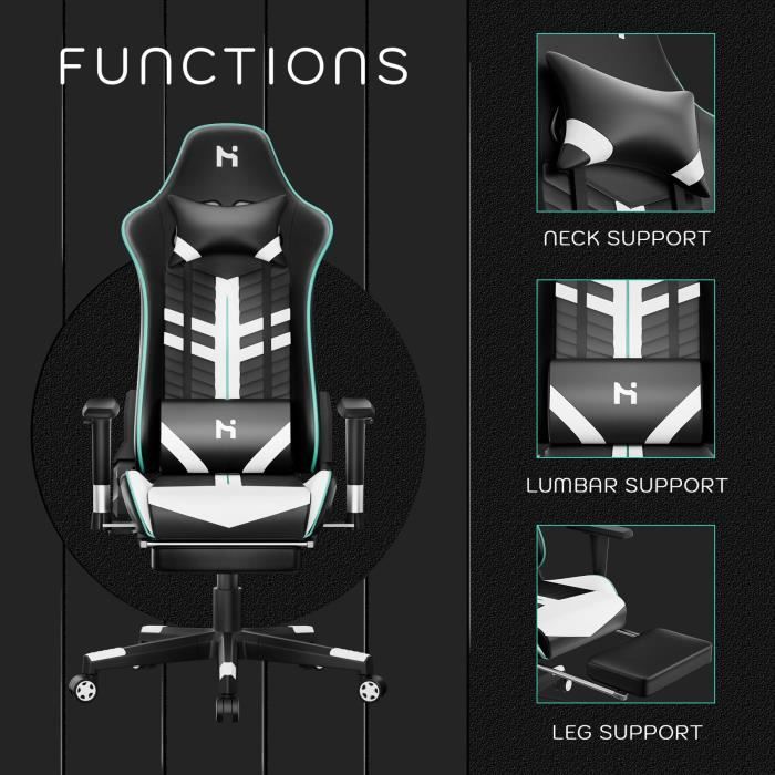 HLFURNIEU Chaise Gaming, Ergonomique Fauteuil Gaming, Chaise Gamer