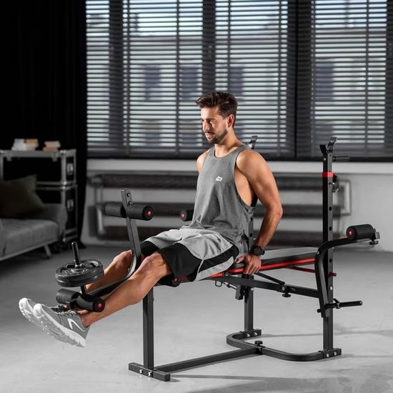 Hop-Sport Banc De Musculation HS-1080 Banc Plat Avec Support D'haltères
