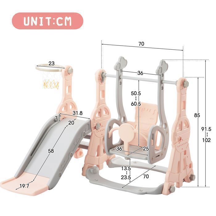 COSTWAY 4 en 1 Toboggan Enfant en Forme Éléphant avec Panier de Basketball, Toboggan Extérieur COSTWAY 4 en 1 Toboggan Enfant en Forme Éléphant avec Panier de Basketball, Toboggan Extérieur