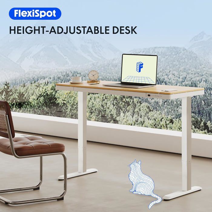 Bureau Électrique Réglable Hauteur POKAR - Plateau 160x80cm Chêne Sonoma - 72-120cm - 160kg Charge Max