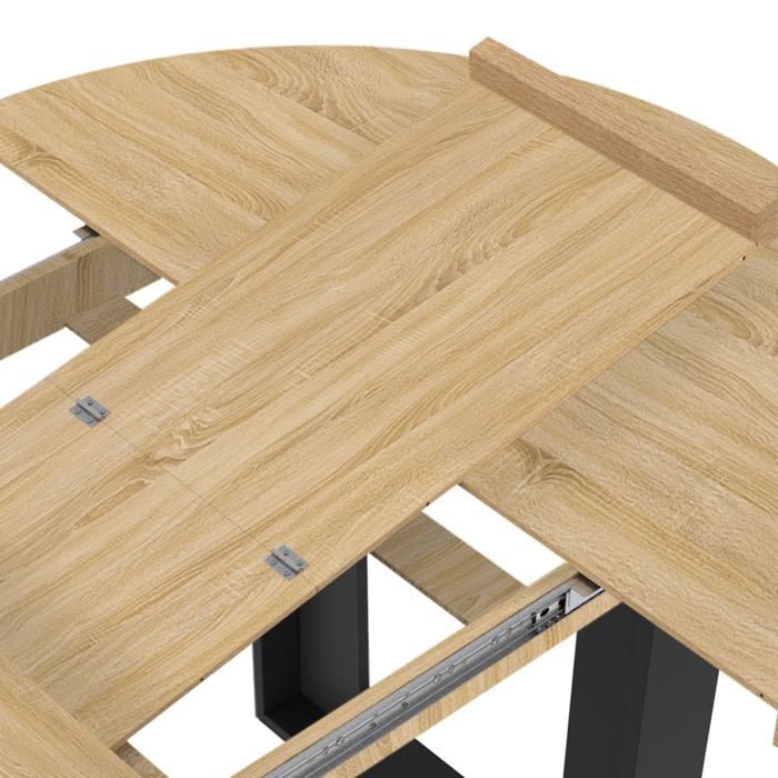 Table Ronde Maison Extensible Table à manger ronde extensible - IDMARKET - PHOENIX - Bois et noir - 4 ...