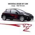 Kit de Décoration Adhésif pour Côtés Voiture Peugeot 207 Lion, 220 cm, Rouge-0