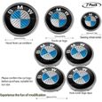7 Pièces Fibre de carbone bleu et blanc Emblème Logo Sigle BMW Capot / Coffre 82mm /73mm/68mm/45mm Série 1/3/5/6/7/8/X/Z E30/E34/E36-0