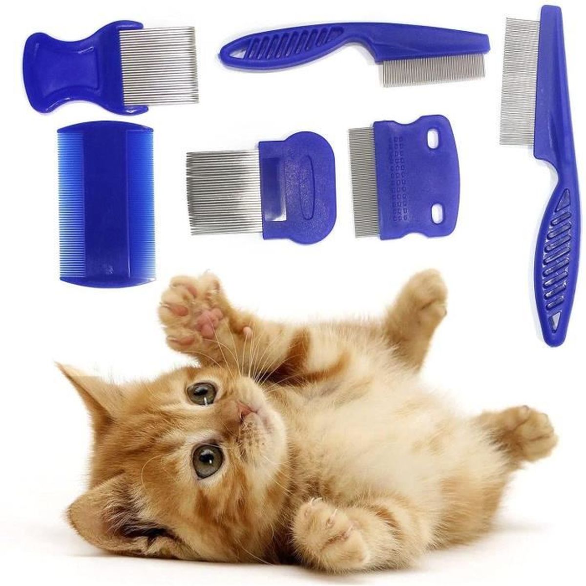 6 Pcs Kit De Peigne Anti Puce Chats Peigne Anti Poux Elimination Poussiere Outil De Toilettage En Acier Inoxydable Cdiscount