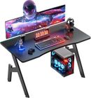 HLONONE 100 x 50 cm Bureau Gaming, Bureau Gamer Informatique Ergonomique, Table Gaming en Fibre de Carbone, Gaming Desk Noir