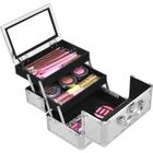 COSTWAY Coffret de Maquillage Beauty Case avec Miroir et Bandoulière 23 x 15 x 18CM pour Coiffeuse,Maquilleur,Fournitures de Couture