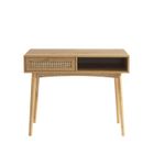 Bureau - BAÏTA - Gamme INES - Effet chêne et cannage rotin - L 100 x P 50 x H 80 cm