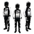 TENUE PANTALON MAILLOT GANTS MOTO CROSS QUAD ENDURO VTT BMX MTB BLANC NOIR STRIPES JLP RACING