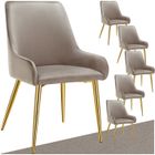 Chaises - TECTAKE - Lot de 6 chaises rembourrées AVANE aspect velours forme ergonomique et dossier haut - Taupe