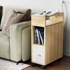 Table de Chevet Étroite - VIVOLILV - avec roulettes - 1 Tiroir et 2 Compartiments Ouverts