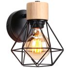 WOTTES UNI Applique Mural Vintage Industrielle Vintage Industrielle E27 Lampe de Mur Luminaire Ajustable en Métal et Bois Noir